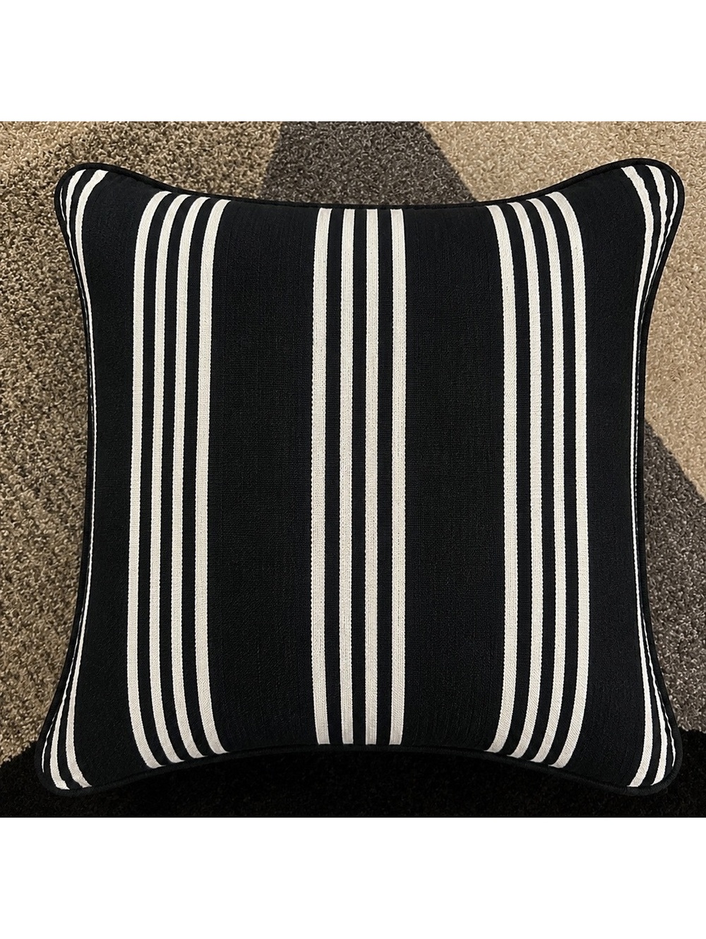 Black and White Striped Pillow Cushion 23 x 23 in